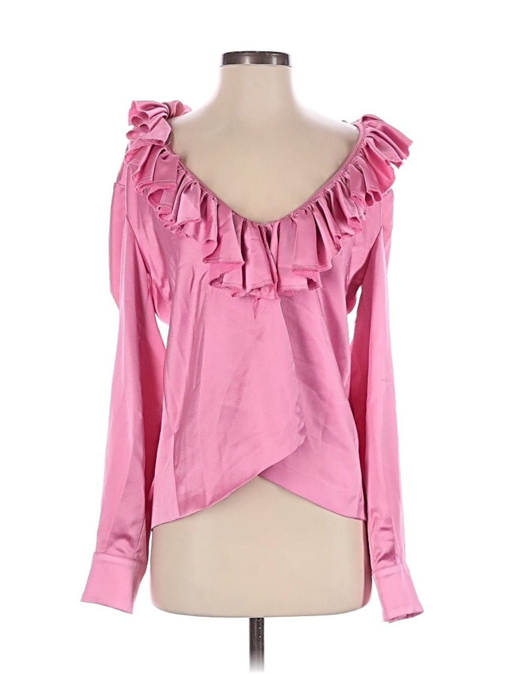 MSGM Pink Ruffled V-Neck Blouse - Picture 2 of 7
